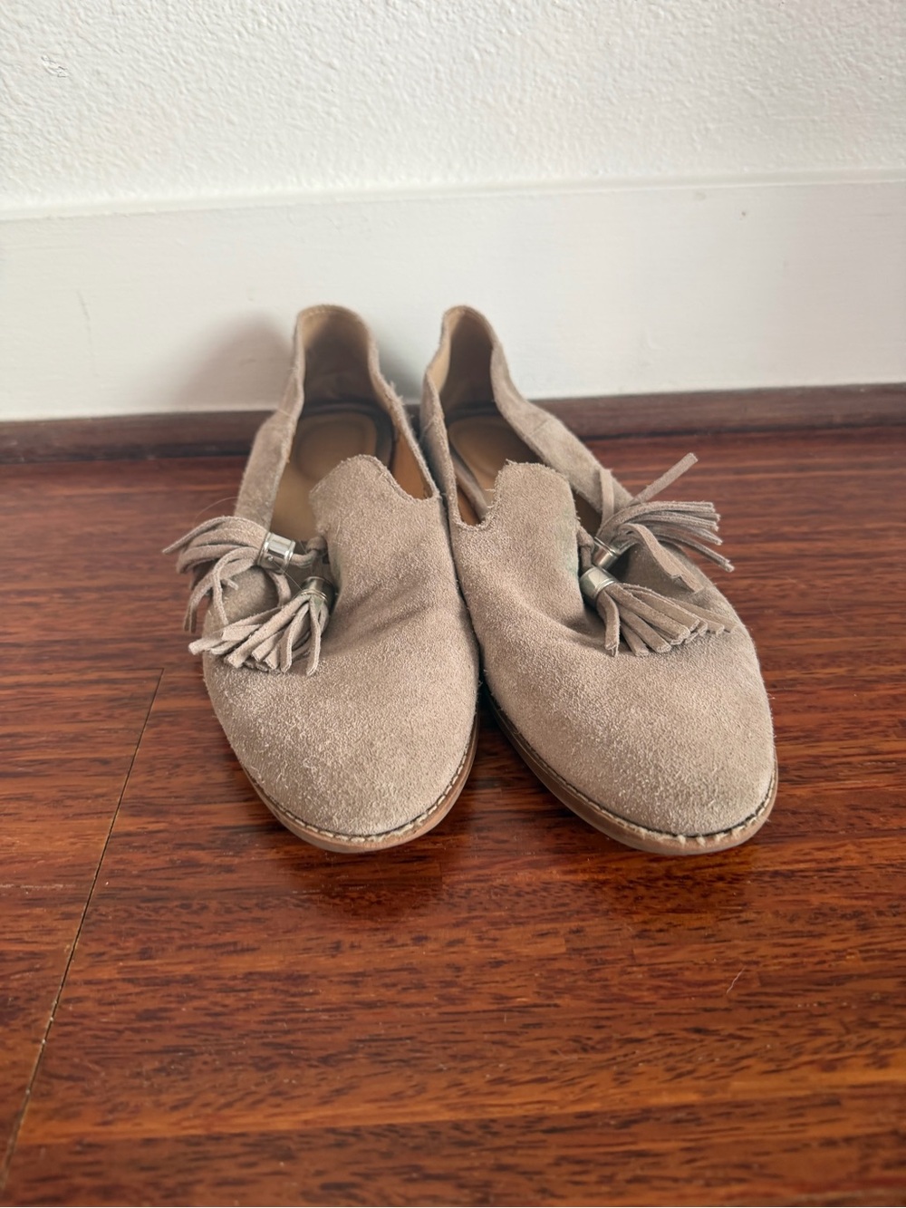 Franco Sarto Taupe Suede Tassel Loafers